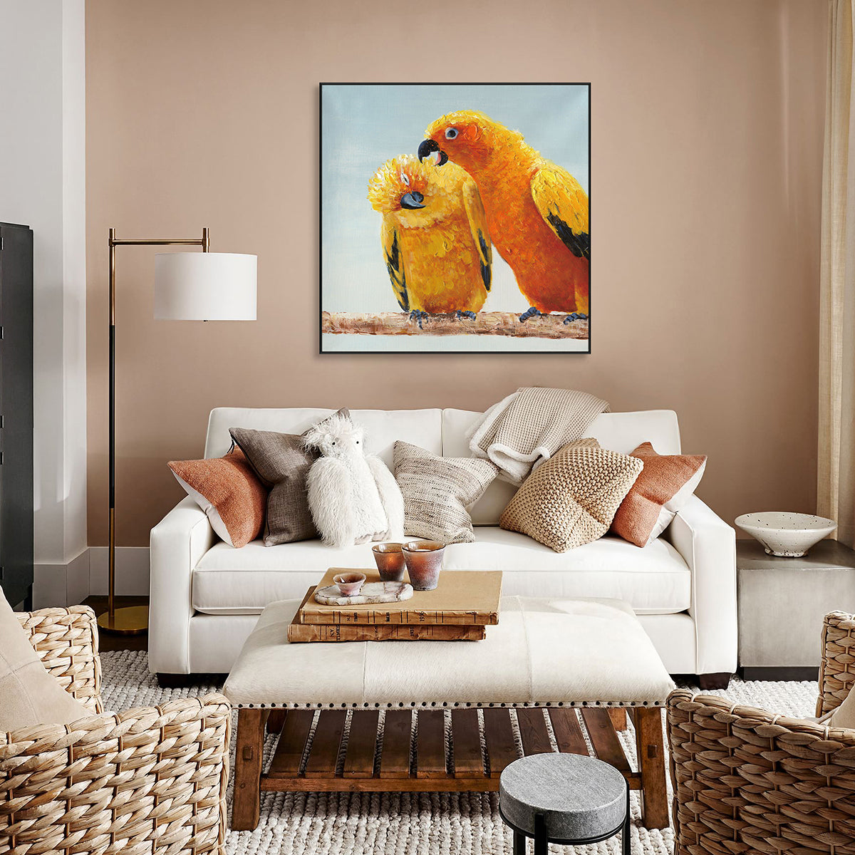 Golden Parrot Companionship Painting #I3724