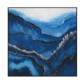 Azure Peaks Blue Abstract Mountain Painting #I4286