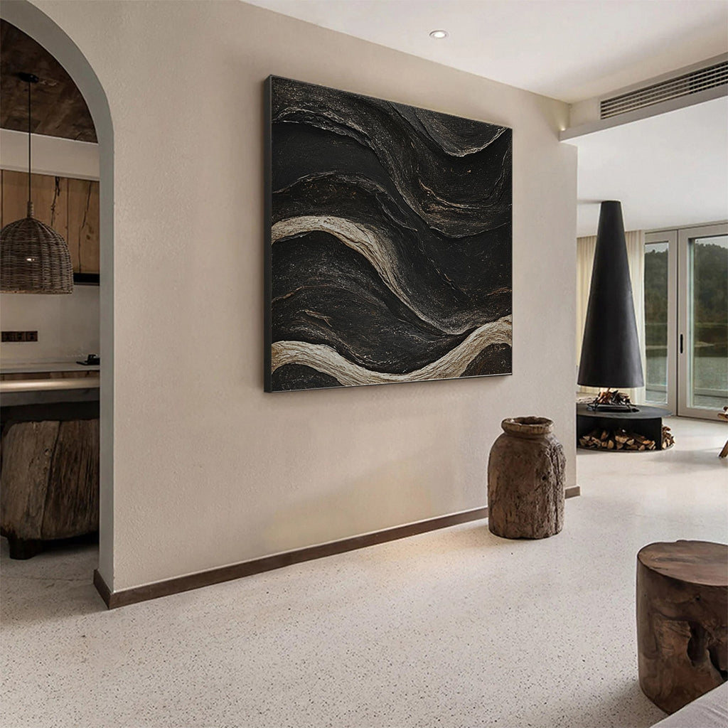 Ebon Tide Textured Abstract Painting