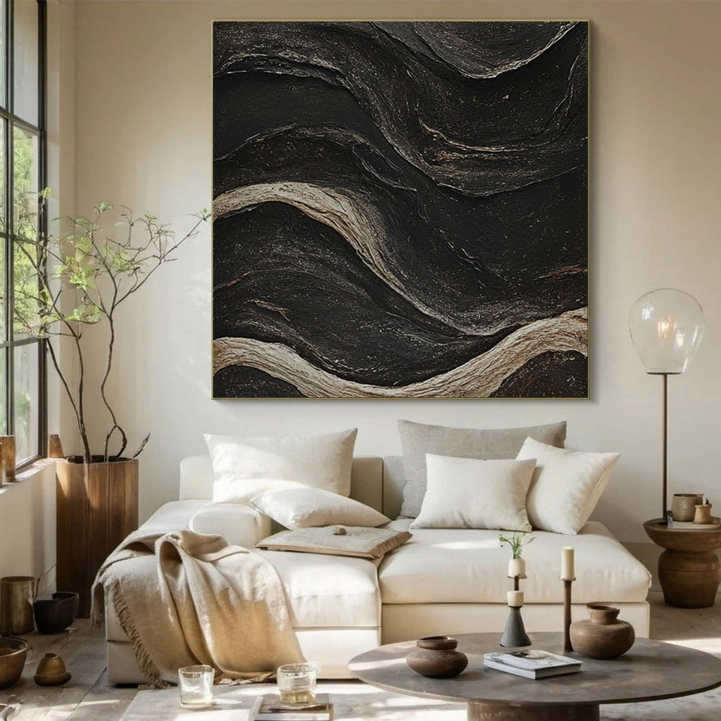 Ebon Tide Textured Abstract Painting