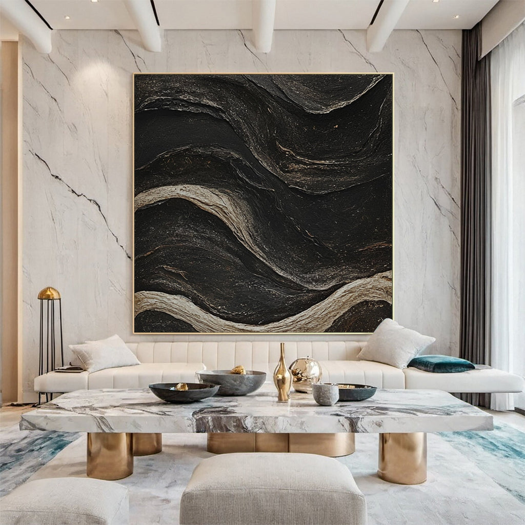 Ebon Tide Textured Abstract Painting