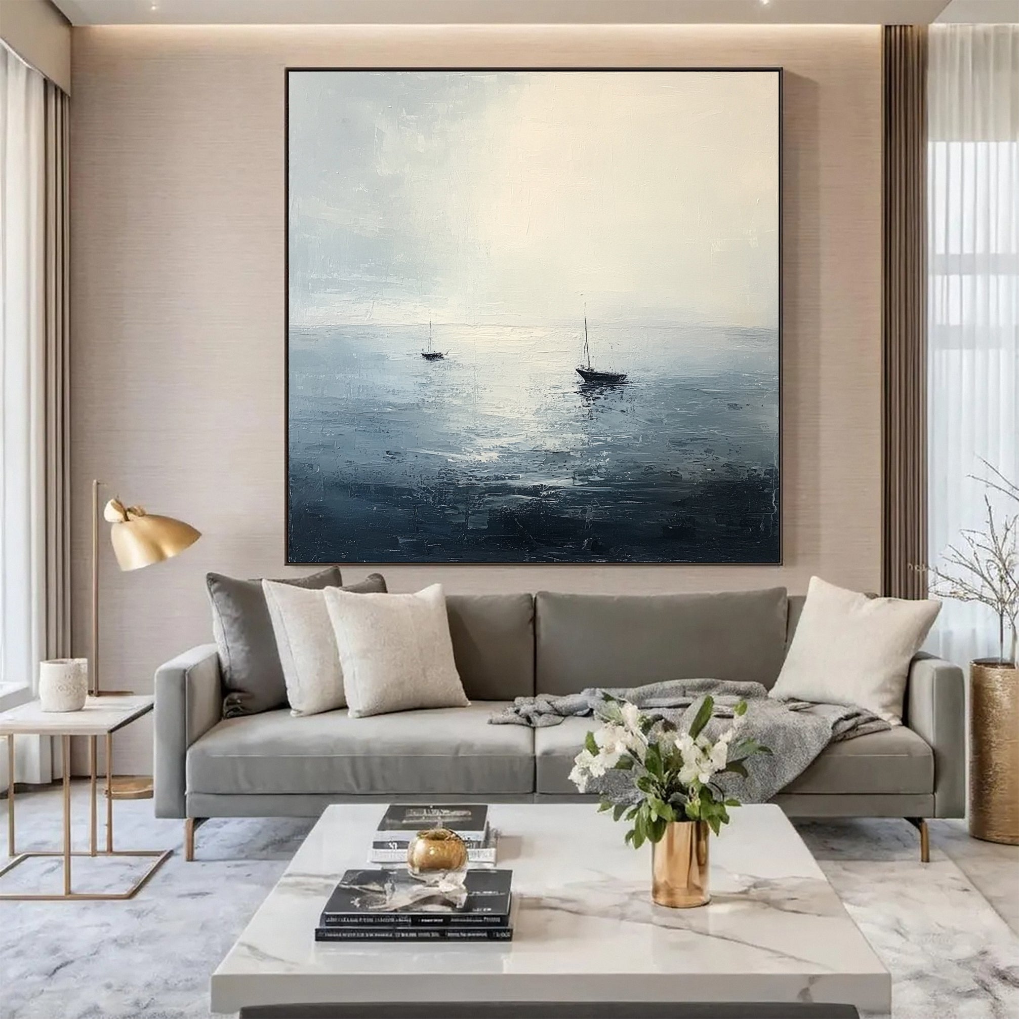 Quiet Horizon Sailboat Painting