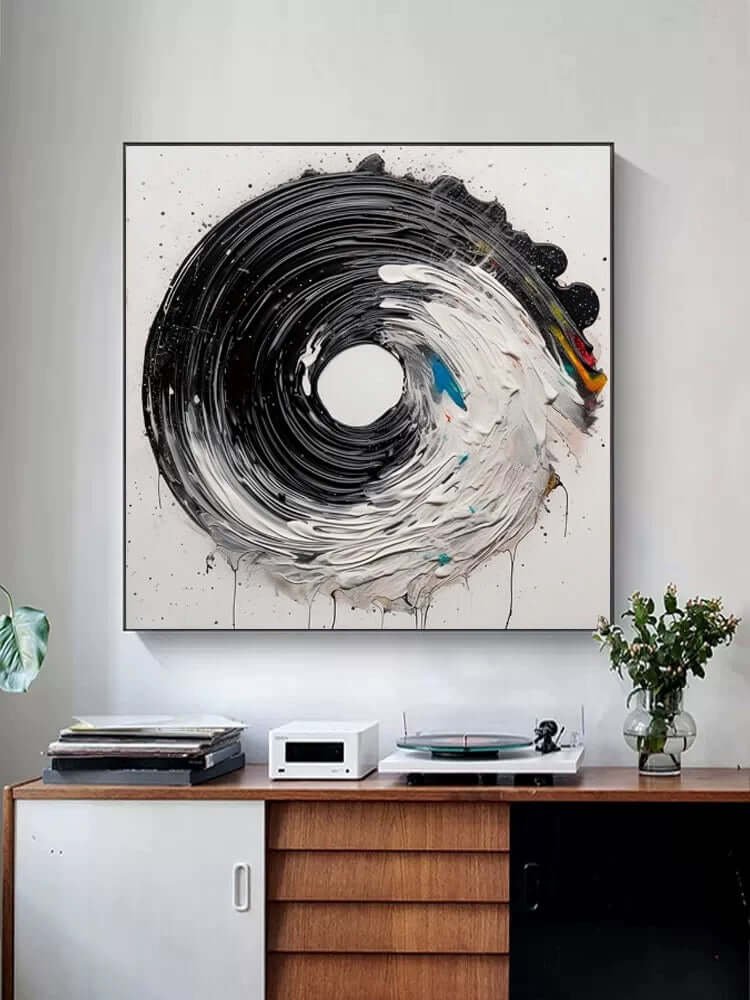 Primal Vortex: A Dynamic Contemporary Abstract Wall Art in Black and White