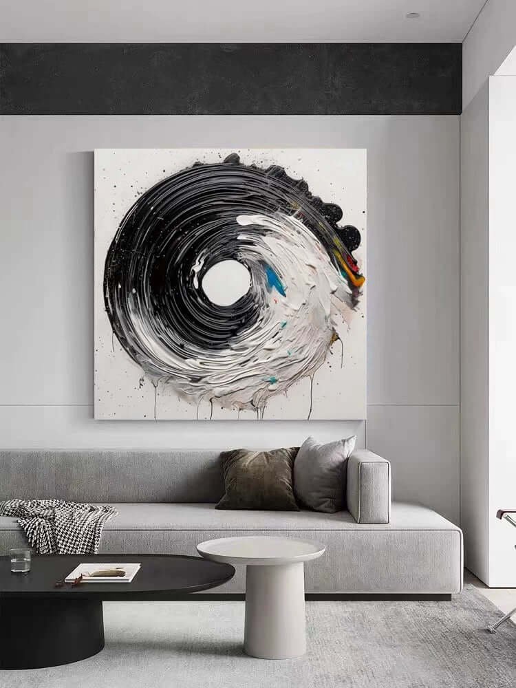 Primal Vortex: A Dynamic Contemporary Abstract Wall Art in Black and White
