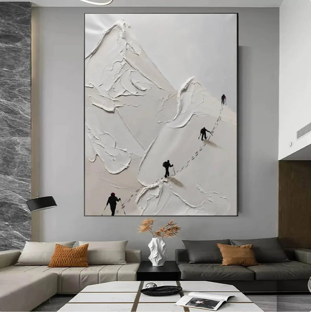 Alpine Ascent: Textured Skiing Art for Modern Office Decor