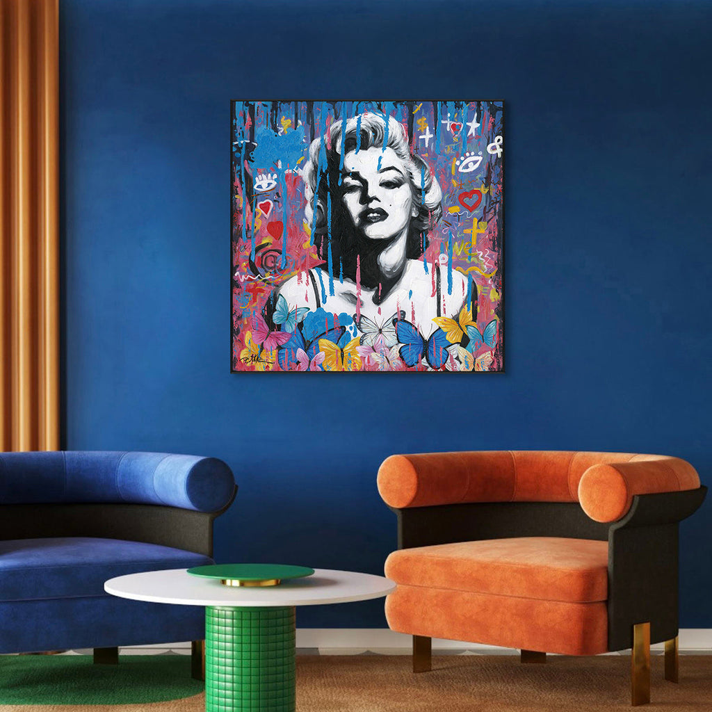 Pop Art Marilyn with Butterflies Painting #J0217