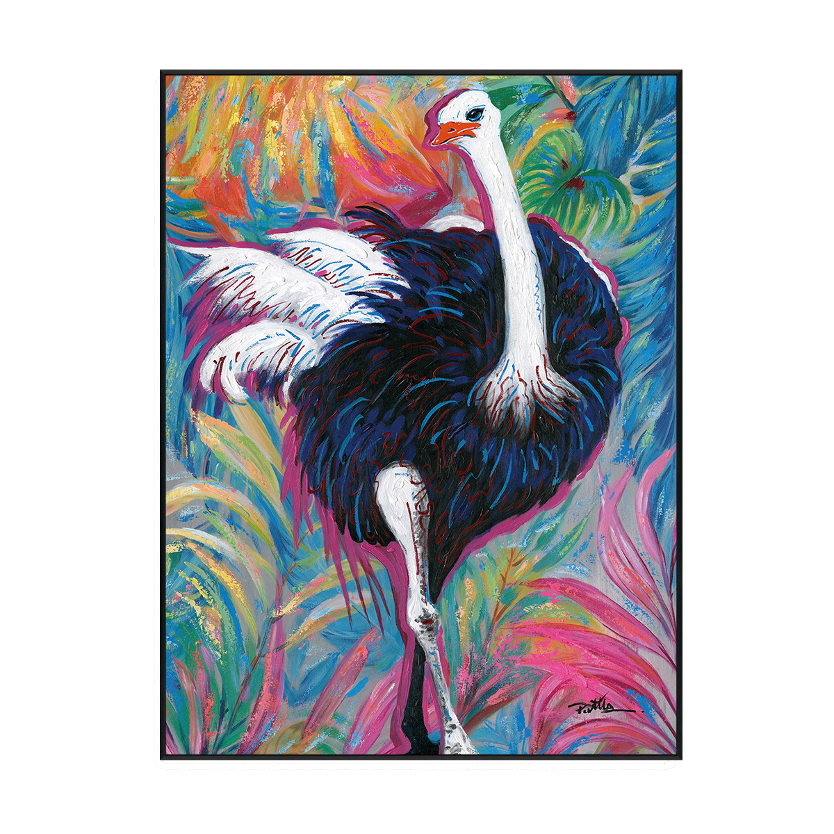 Vibrant Ostrich Abstract Painting #J0239
