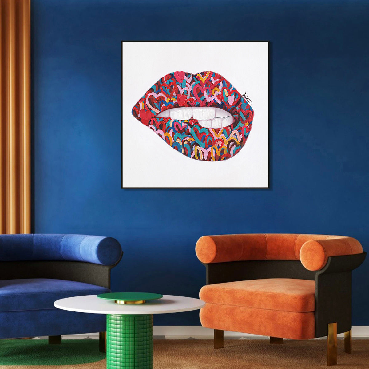 Colorful Heart Lips Painting #J2043