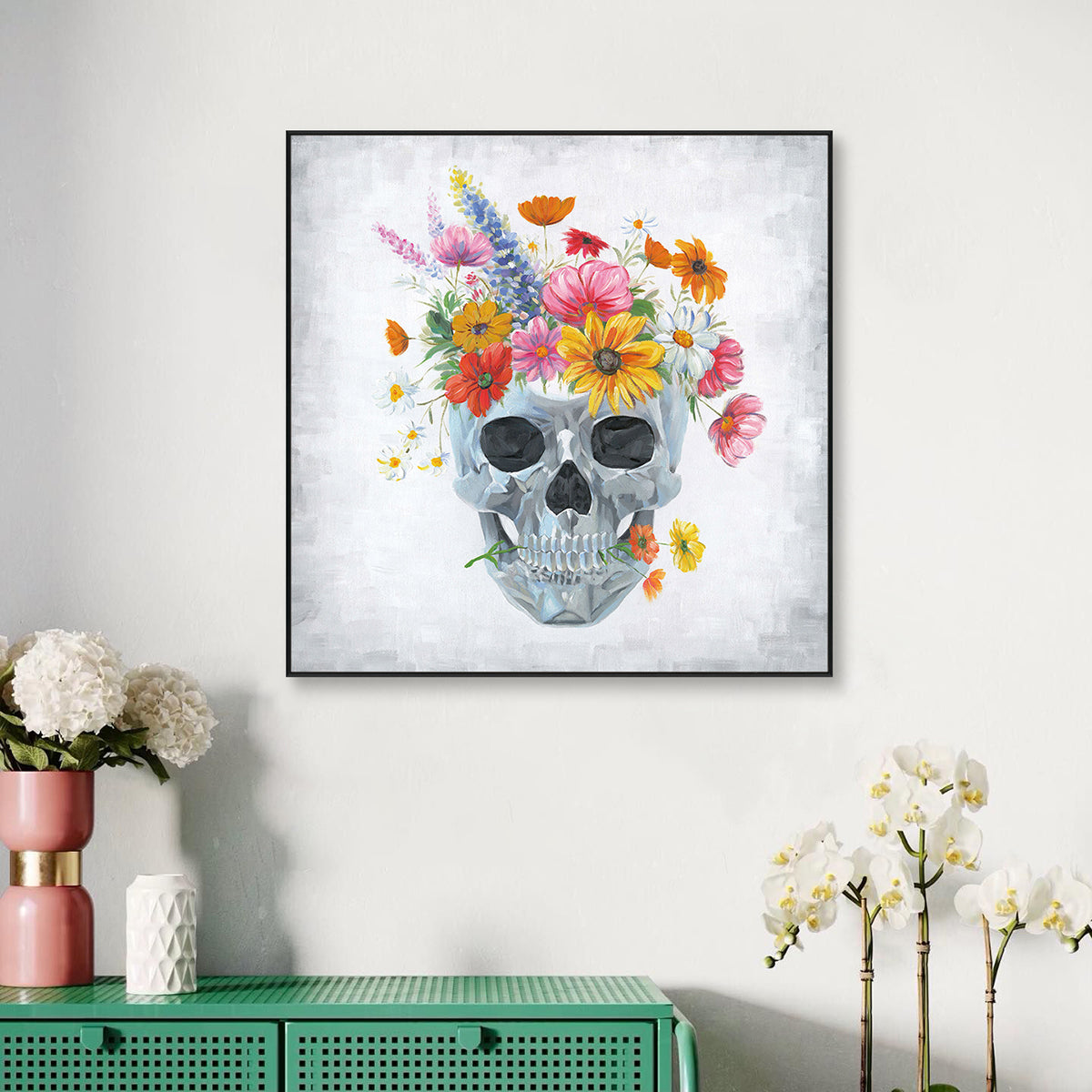 Blooming Skull Flower Painting #J2170