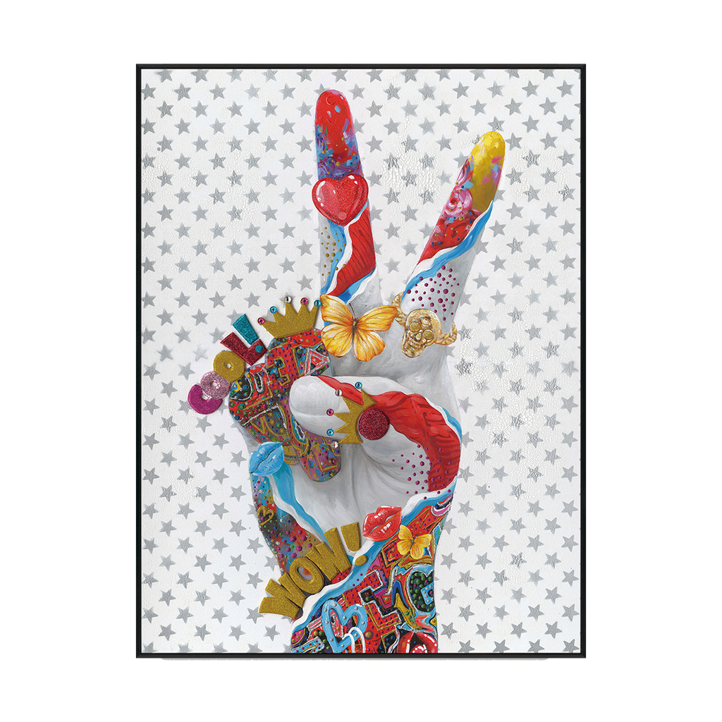 Victory Pop Hand Colorful Abstract Painting #J2575