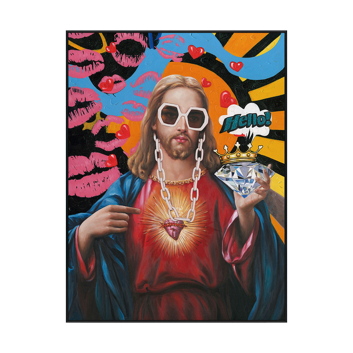 Hip Hop Sacred Heart Pop Abstract Painting #J2598