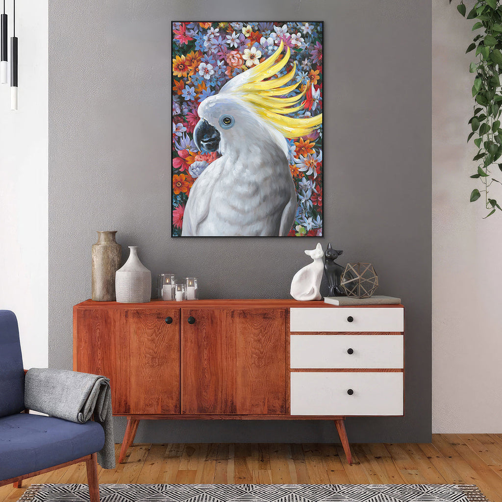 Radiant Cockatoo Floral Expression Painting #J2610
