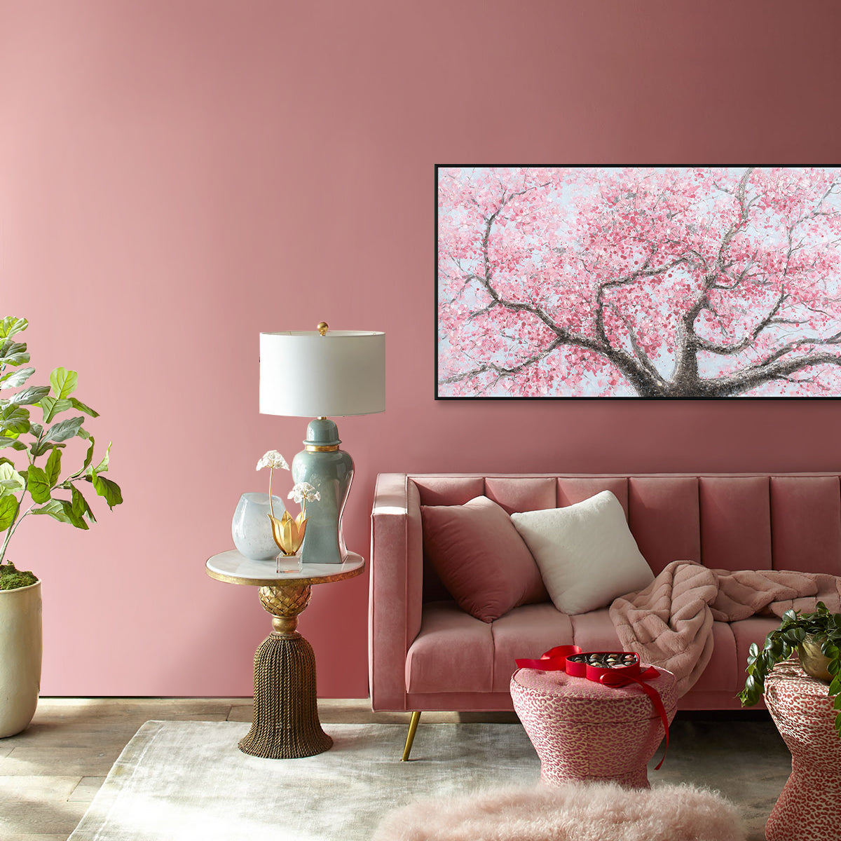 Blossom Dream Pink Cherry Tree Painting #J3530