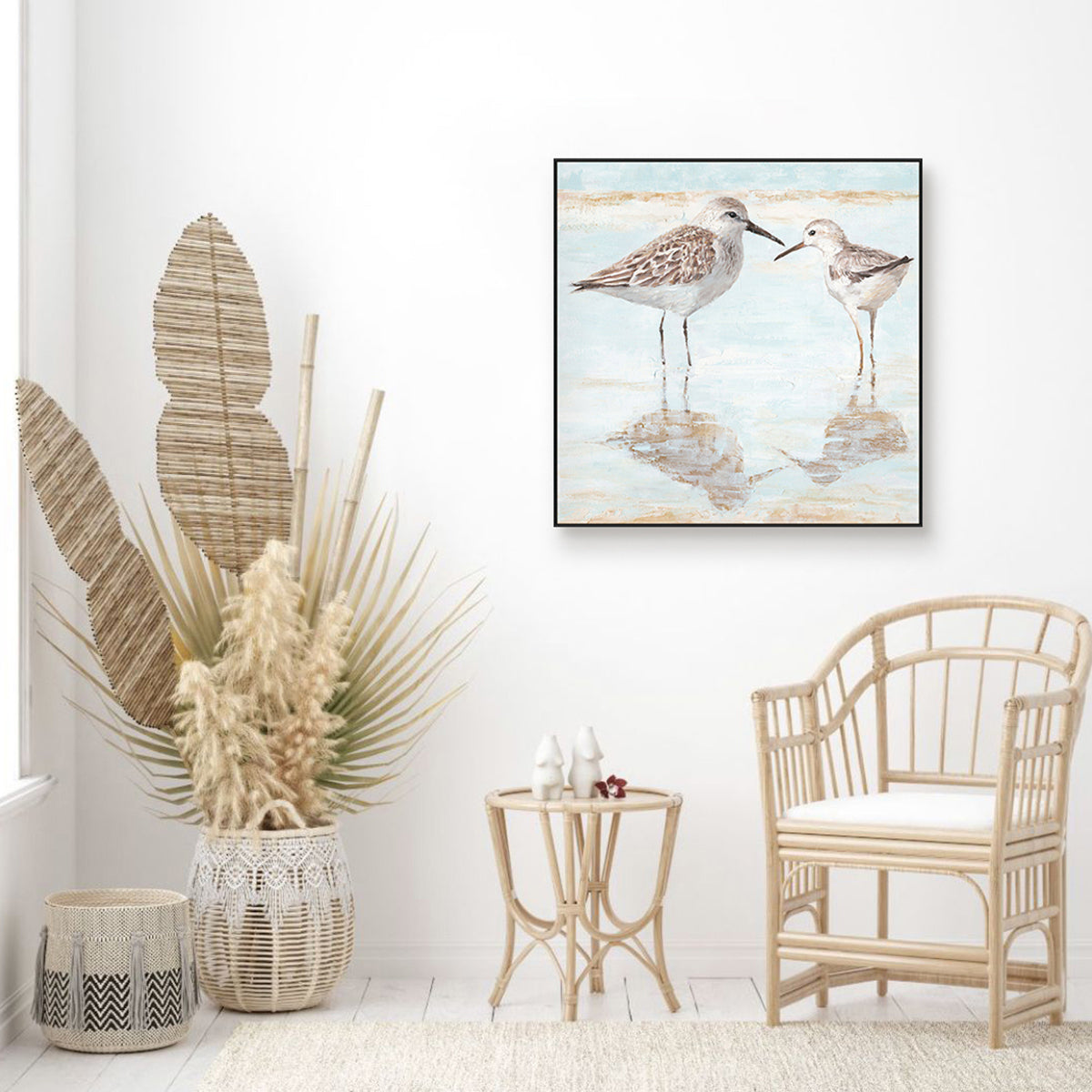 Gentle Shorebird Reflection Painting #J3534