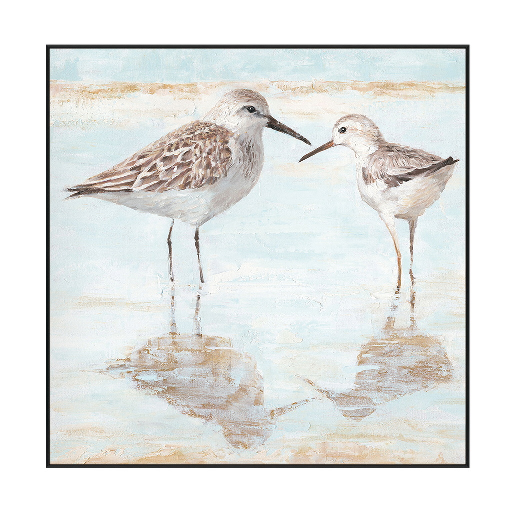 Gentle Shorebird Reflection Painting #J3534