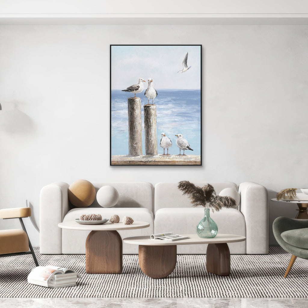 Seaside Gulls Coastal Painting #J3536