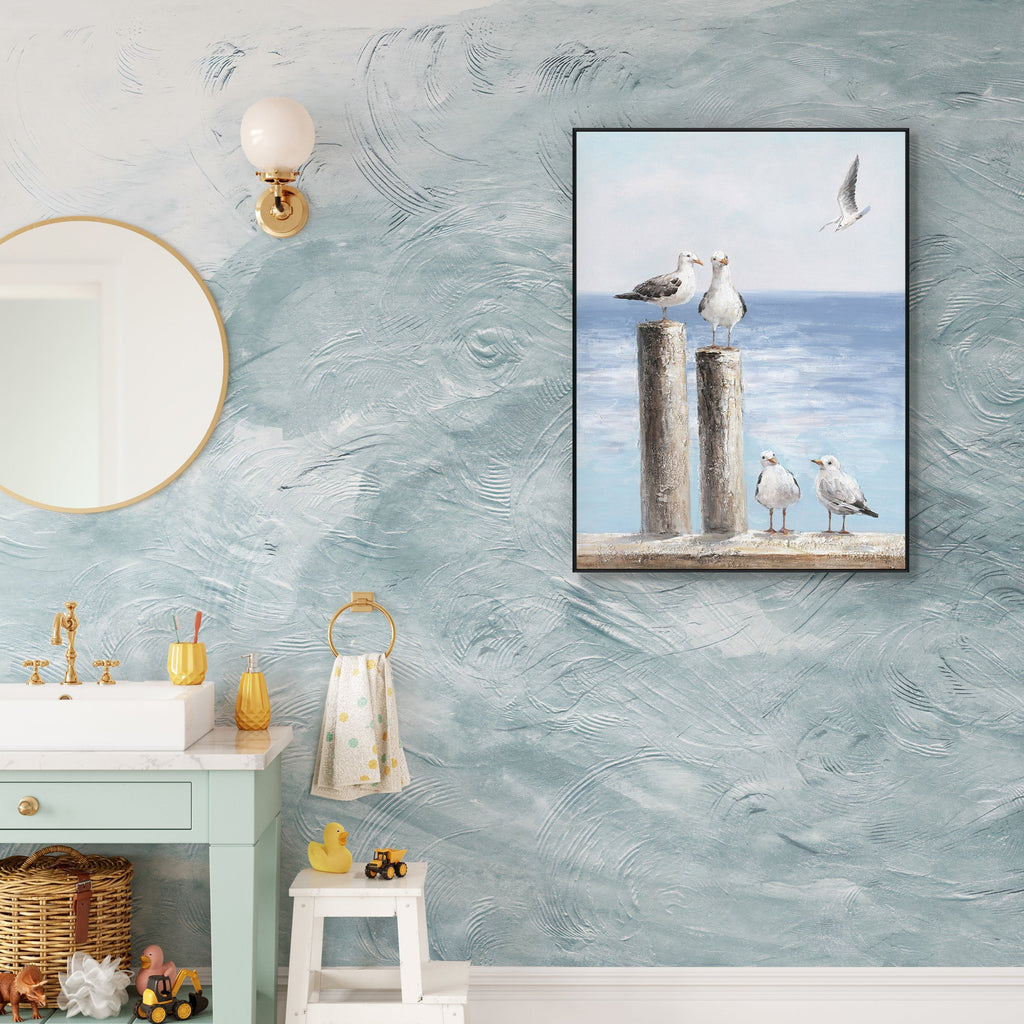 Seaside Gulls Coastal Painting #J3536