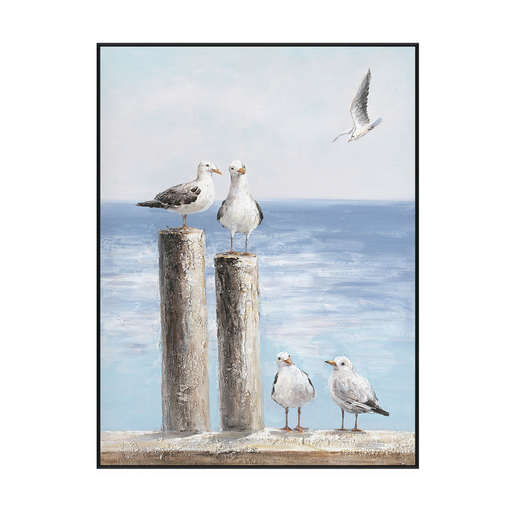 Seaside Gulls Coastal Painting #J3536