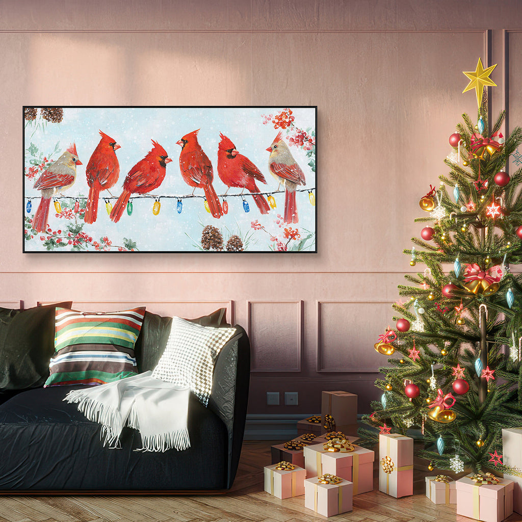 Winter Cardinals Bird Painting #J3554