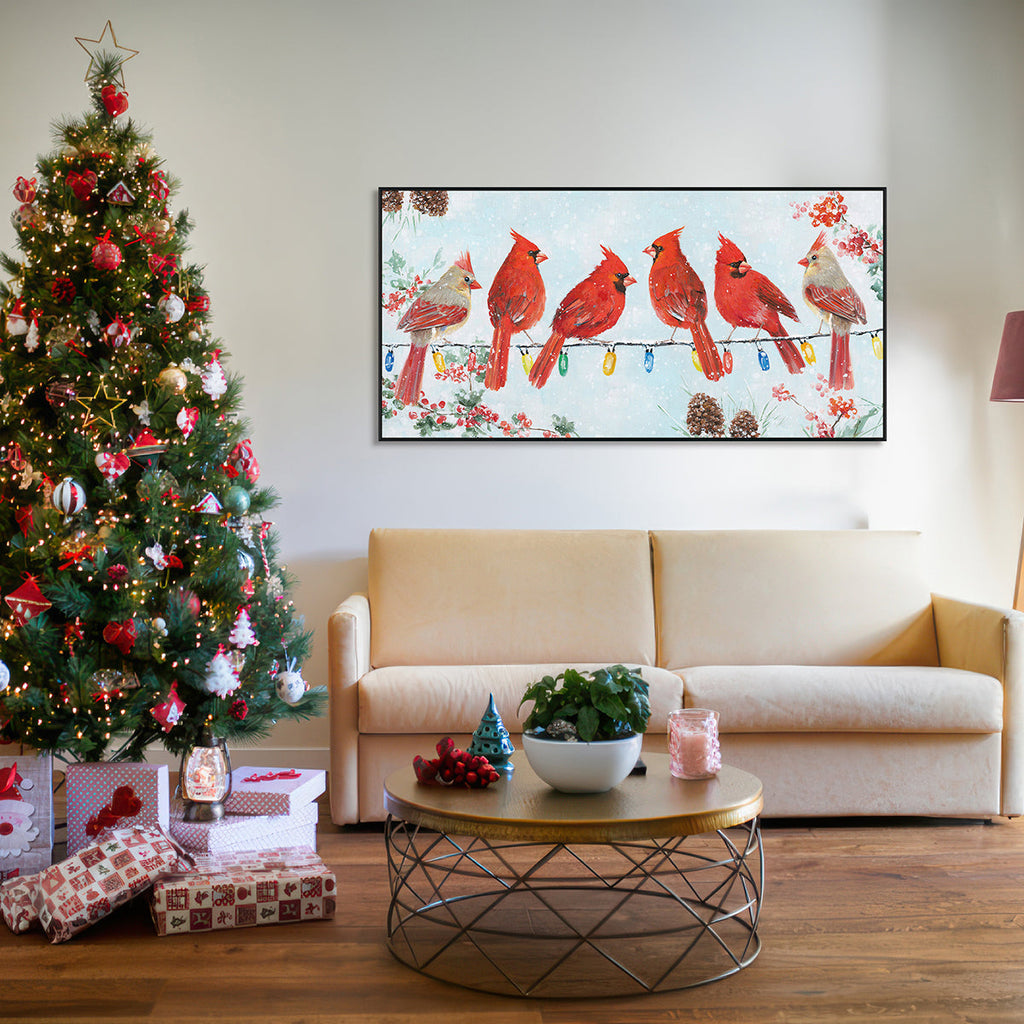 Winter Cardinals Bird Painting #J3554