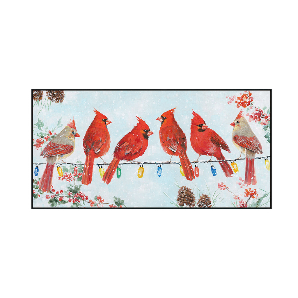 Winter Cardinals Bird Painting #J3554