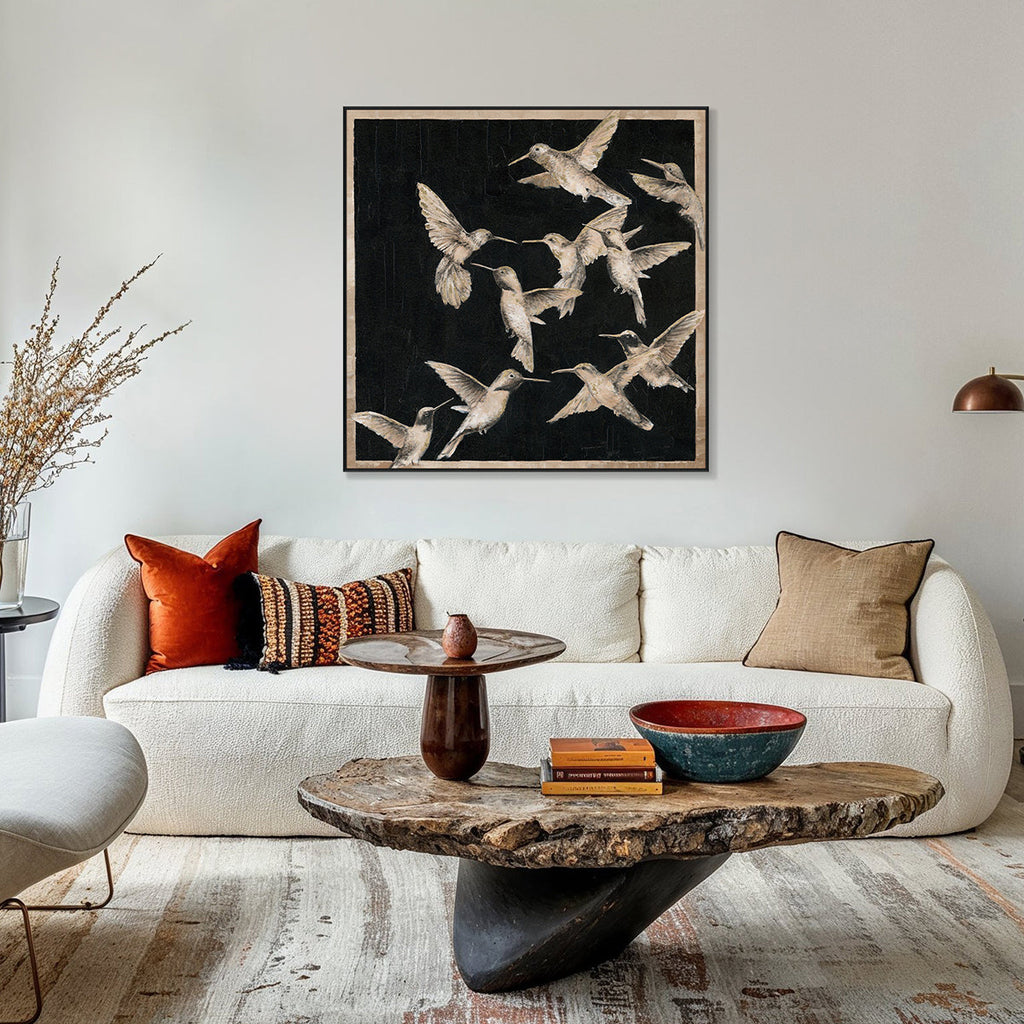 Hummingbirds in Midnight Flight Painting #J3556