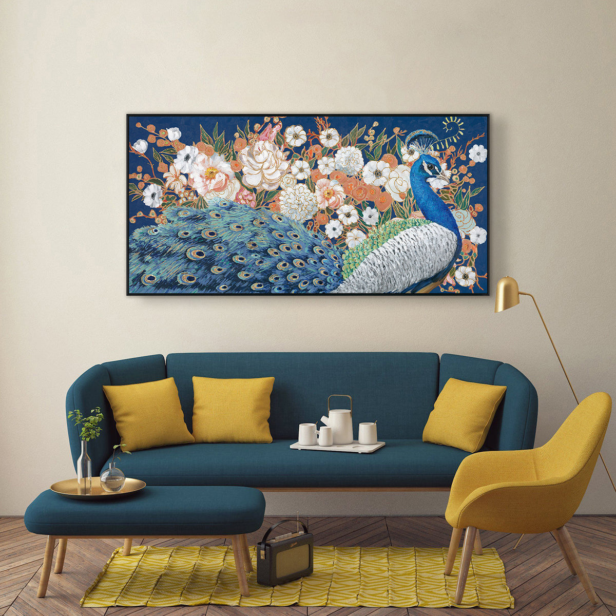 Peacock Bloom Harmony Painting #J3564