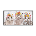 Floral Crown Owls Painting #J3583