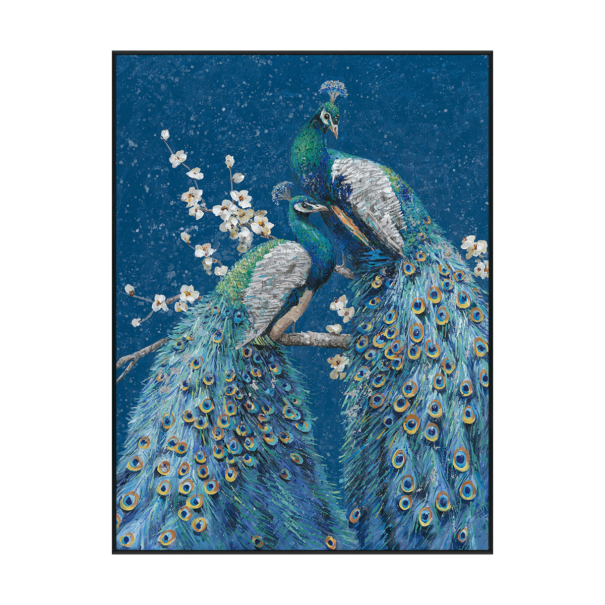 Moonlit Blue Peacocks Painting #J3612