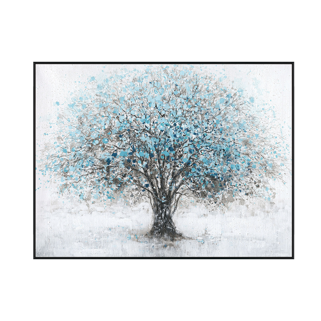 Frost Whisper Blue Tree Abstract Painting #J3730