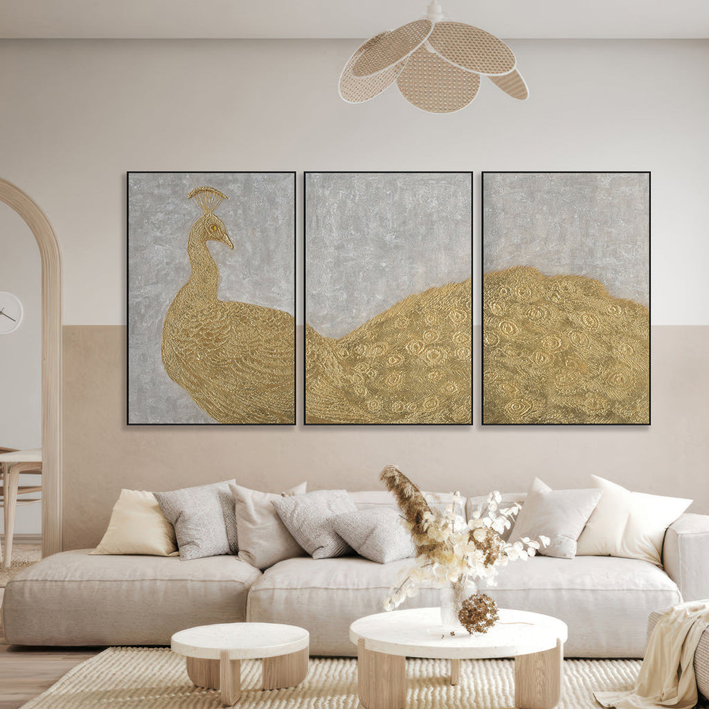 Golden Majesty Peacock Painting #J4022