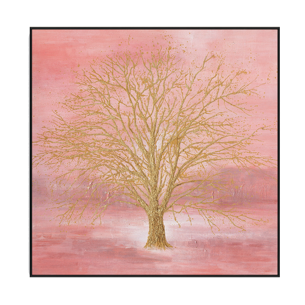 Golden Tree Pink Abstract Painting #J4029