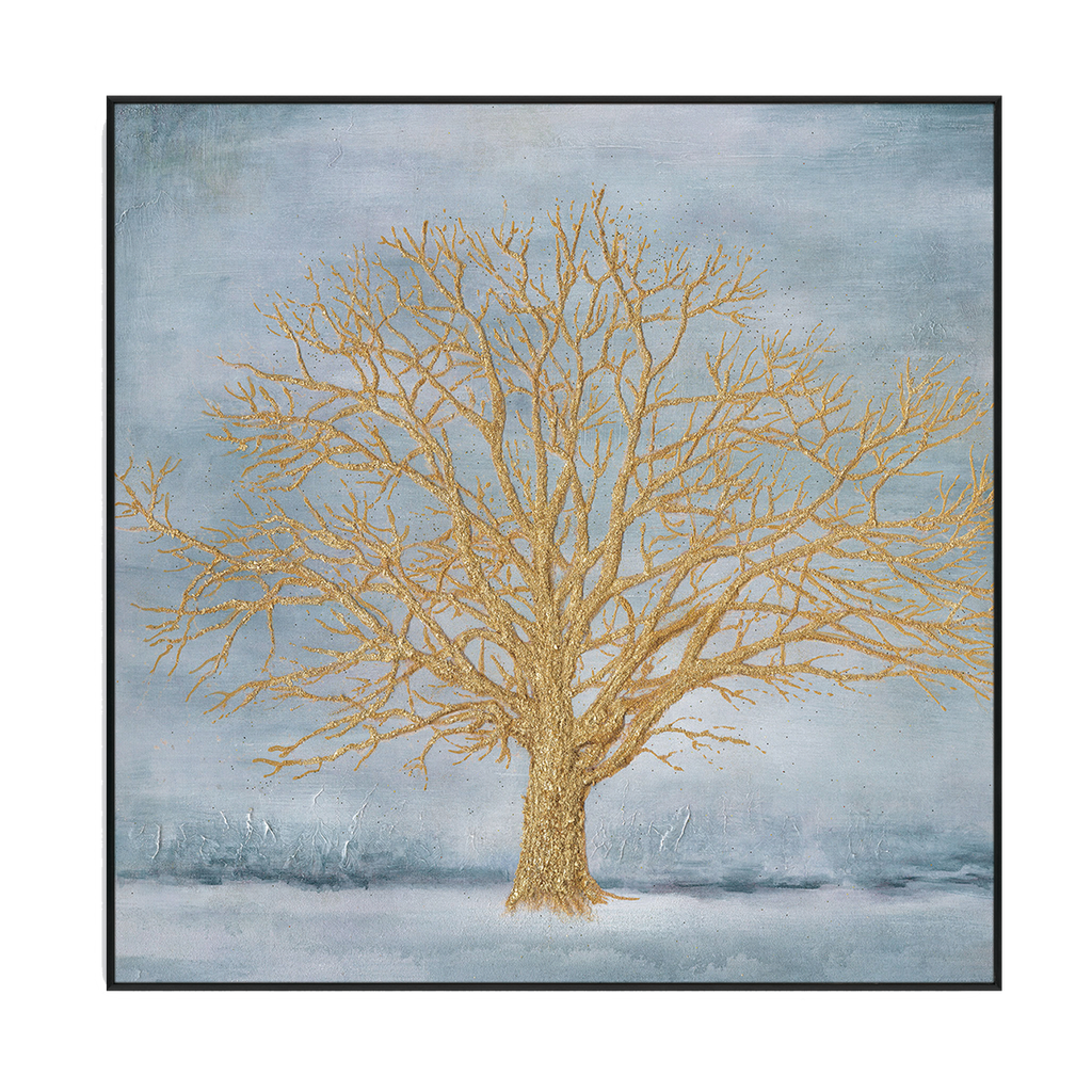 Golden Tree Blue Abstract Painting J4030