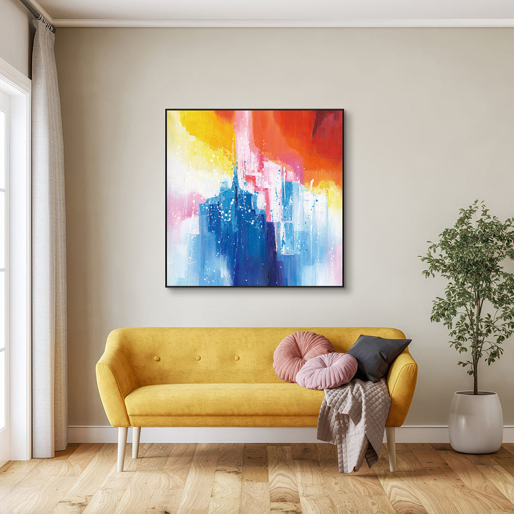 Vibrant Pulse Color Splash Abstract Painting #J4138