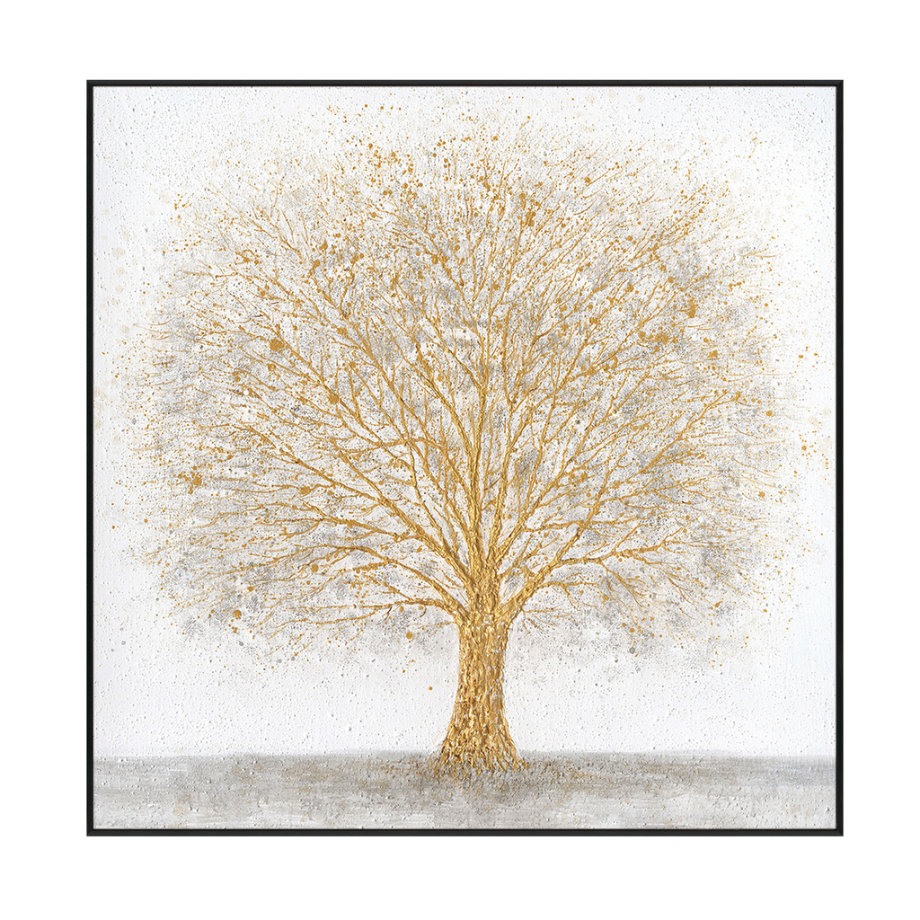 Golden Tree White Abstract Painting #J4172