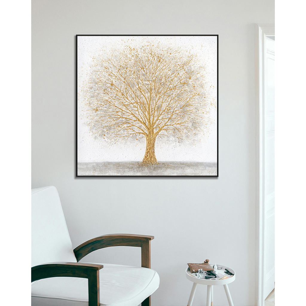 Golden Tree White Abstract Painting #J4172
