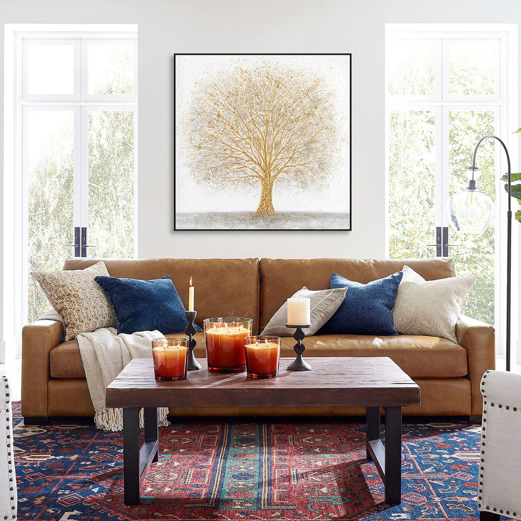 Golden Tree White Abstract Painting #J4172