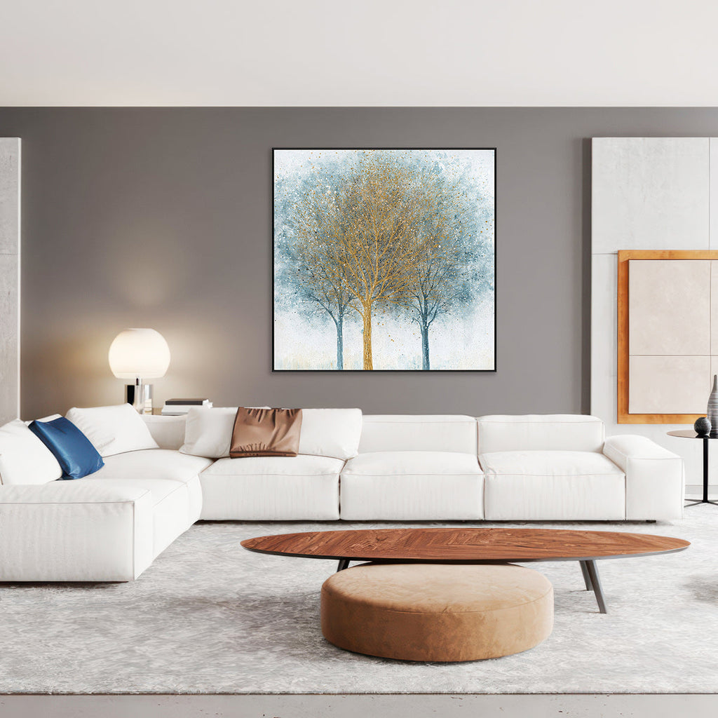 Golden Grove Teal Abstract Painting #J4190