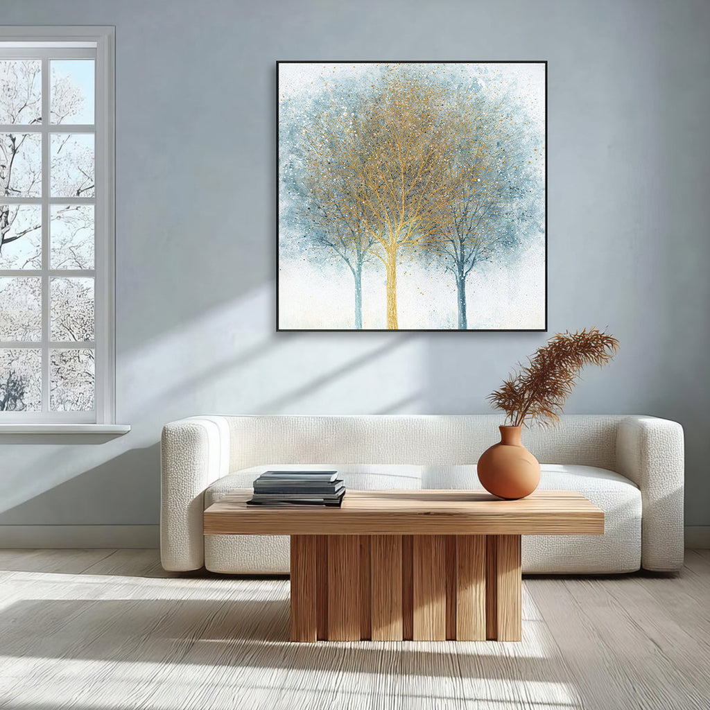Golden Grove Teal Abstract Painting #J4190