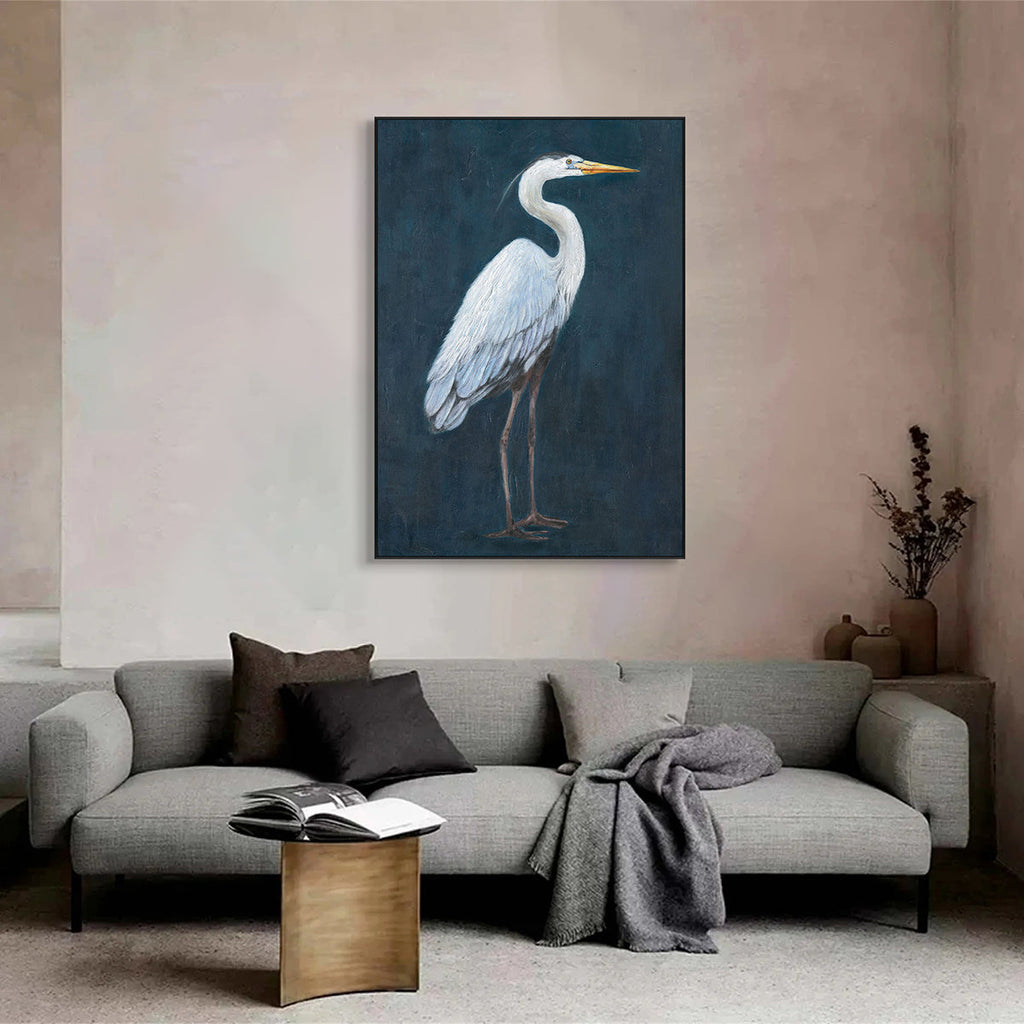 Silent Grace White Heron Painting #J4604