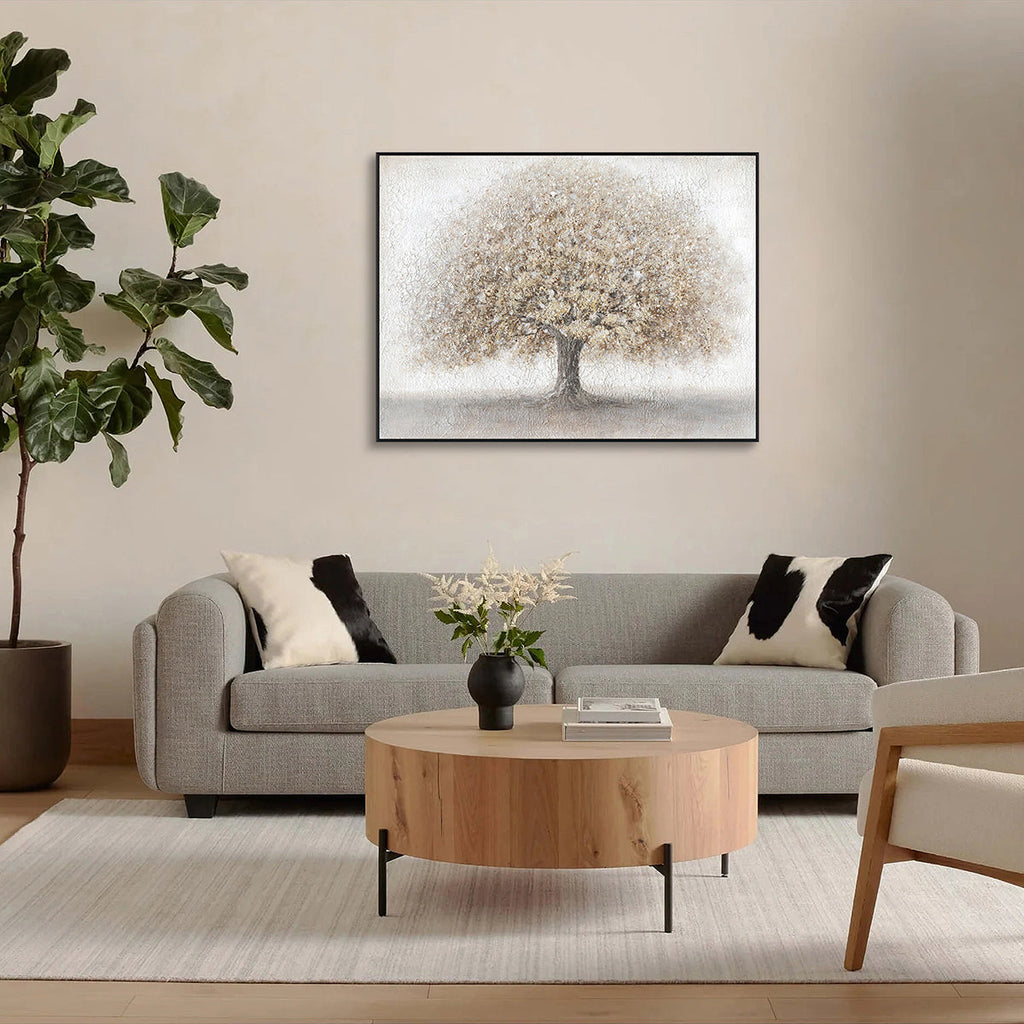Whisper of Earth Beige Textured Tree Painting #J4617