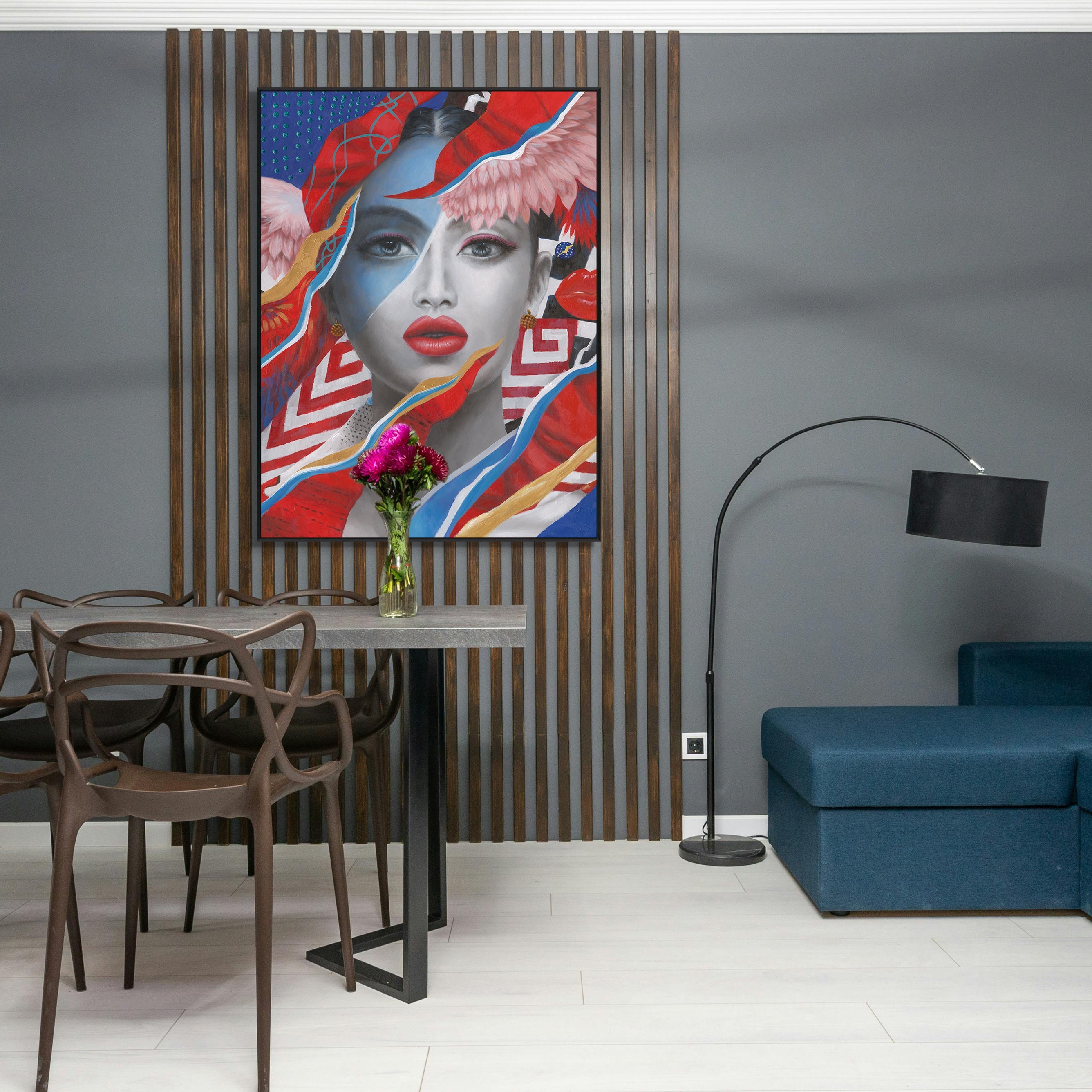 Crimson Muse Pop Art Painting #K2567