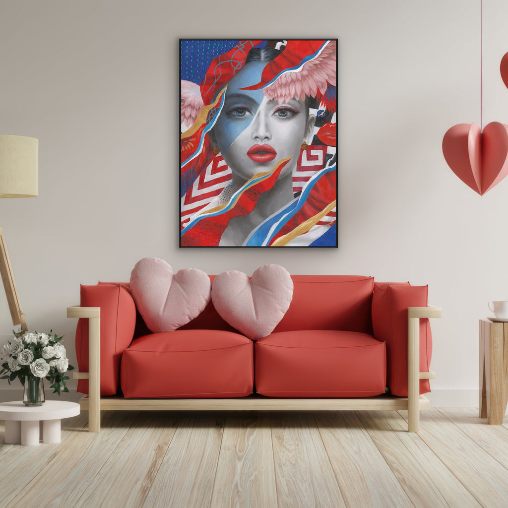 Crimson Muse Pop Art Painting #K2567