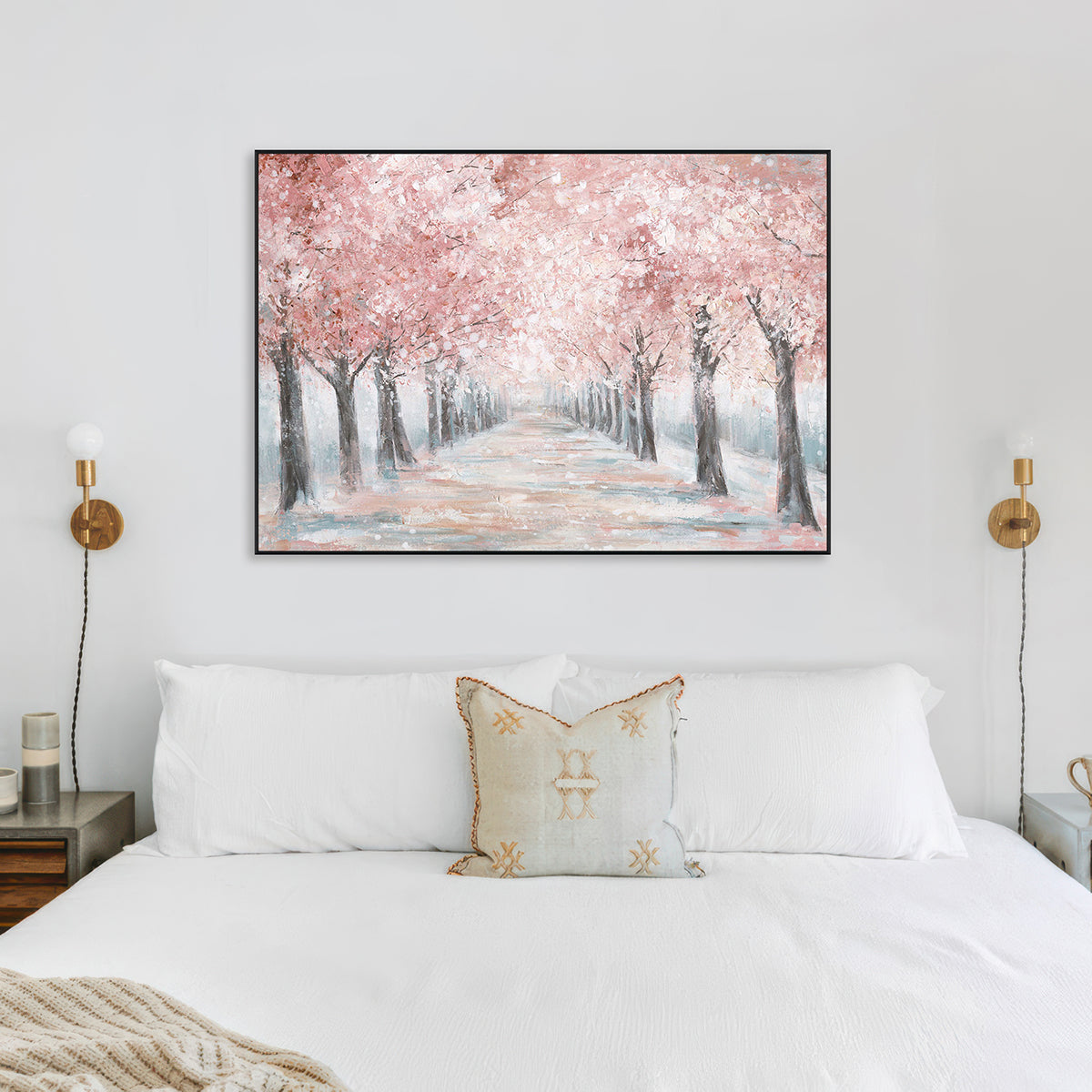 Spring Whisper Pink Blossom Path Painting #K3581