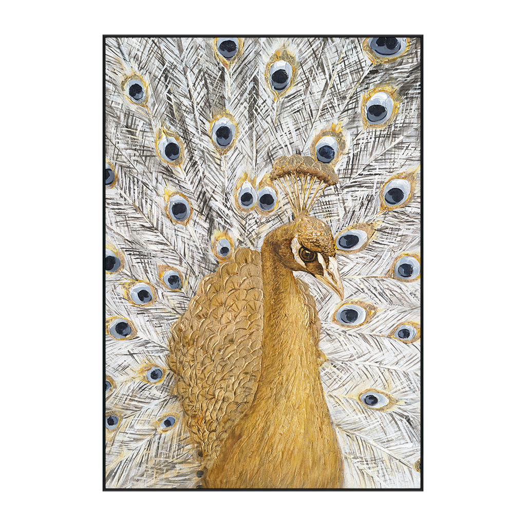 Golden Majesty Peacock Textured Painting #K3688