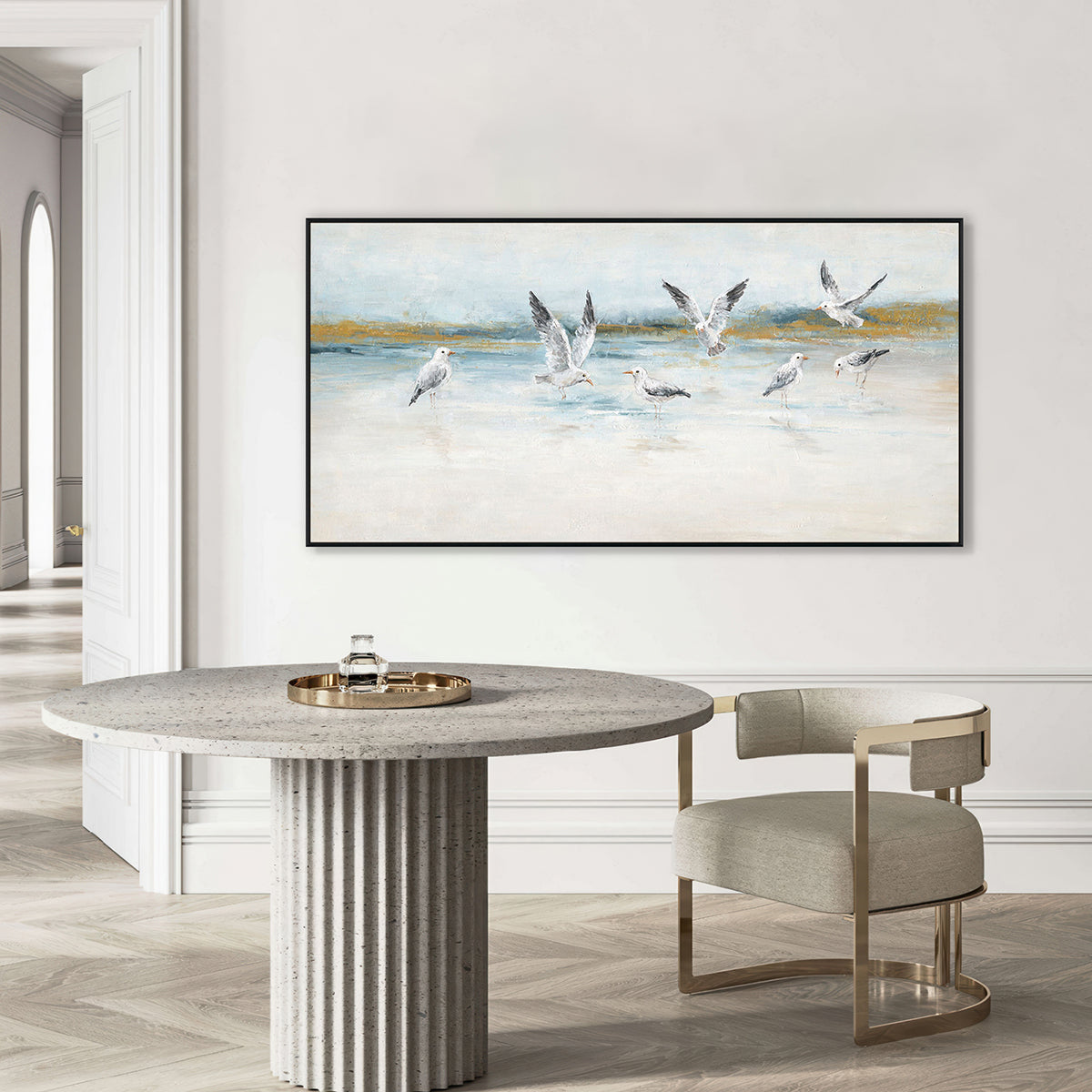 Seaside Flight Seagull Painting #K3713
