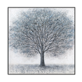 Winter Serenity Blue Abstract Tree Painting #K4109