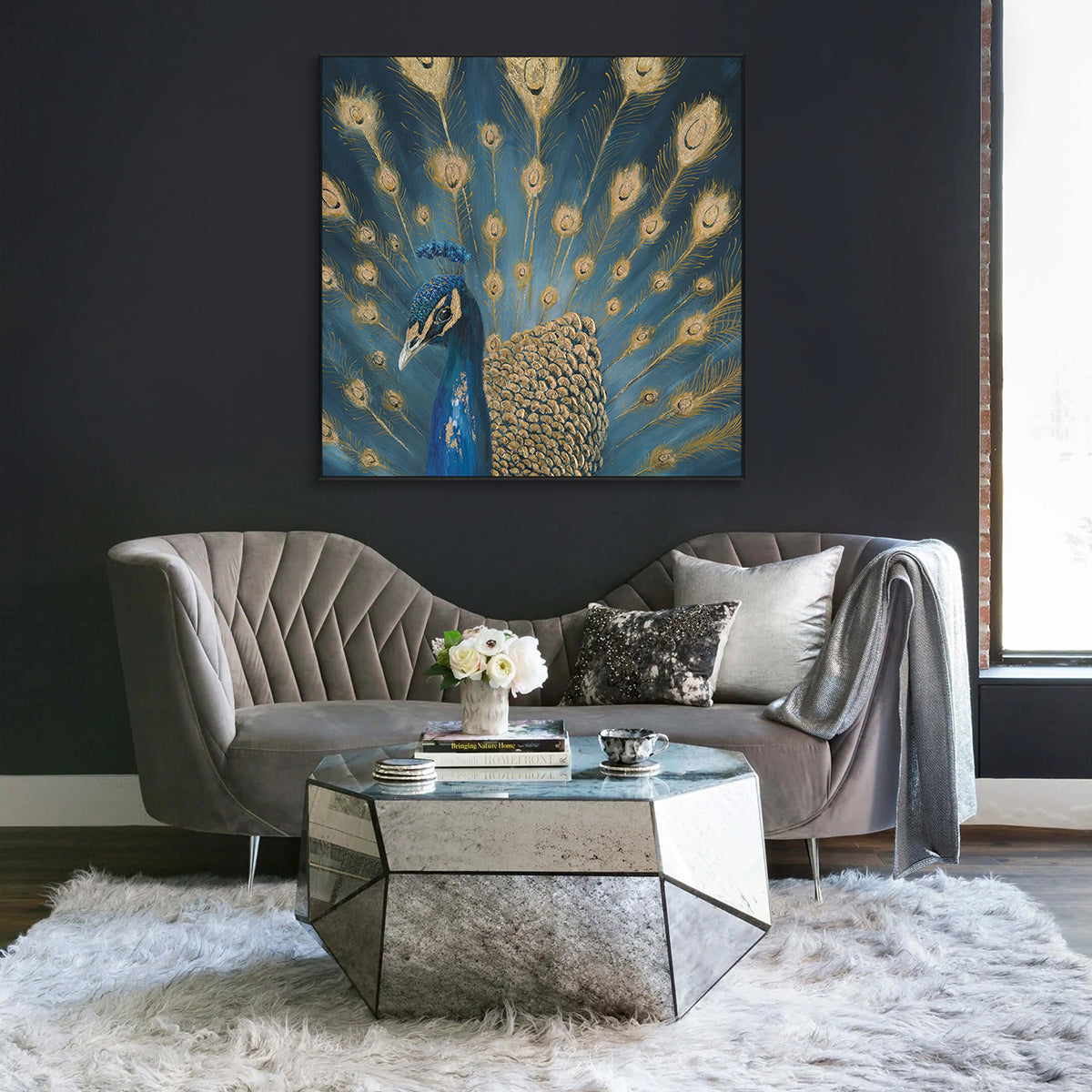Majestic Blue Peacock Painting #K4646