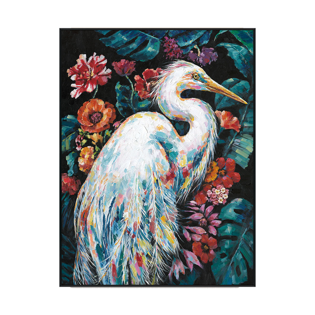 Tropical Elegance White Heron Painting #K5182