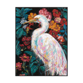 Floral Majesty White Heron Painting #K5183